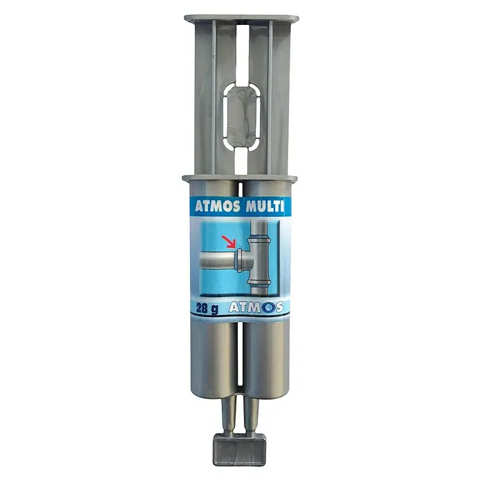Atmos Compuesto epoxi para reparaciones de tuberías Stop fugas acero - 28 g - Vista frontal