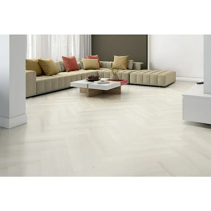 Pavimento cerámico Atelier - 23,5 x 66,2 cm, Blanco, Estilo madera - Foto ambiente