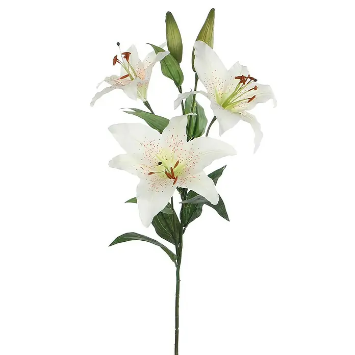 Flor artificial Lirio - Altura: 75 cm, Crema, Plástico - Primer plano