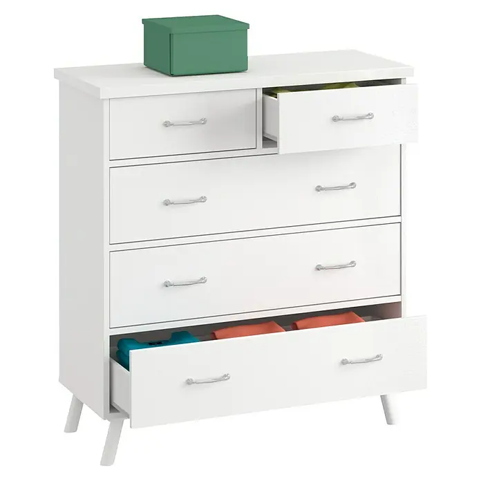 Muebles Pitarch Cómoda Valentina - L x An x Al: 45 x 90 x 99 cm, Blanco, Gris, Número de cajones: 5 ud. - Vista angular