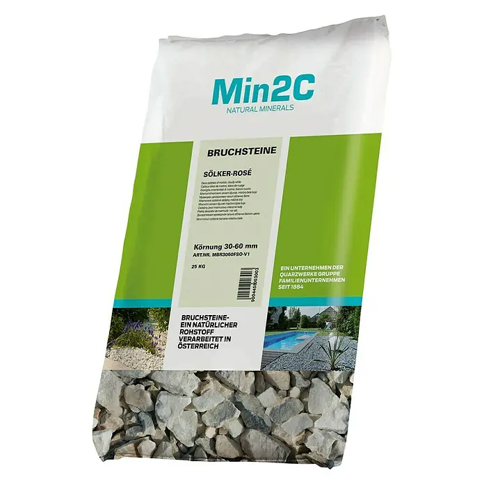 Min2C Bruchsteine - Veronarot, Körnung: 30 mm - 60 mm, 25 kg - Diagonale Ansicht