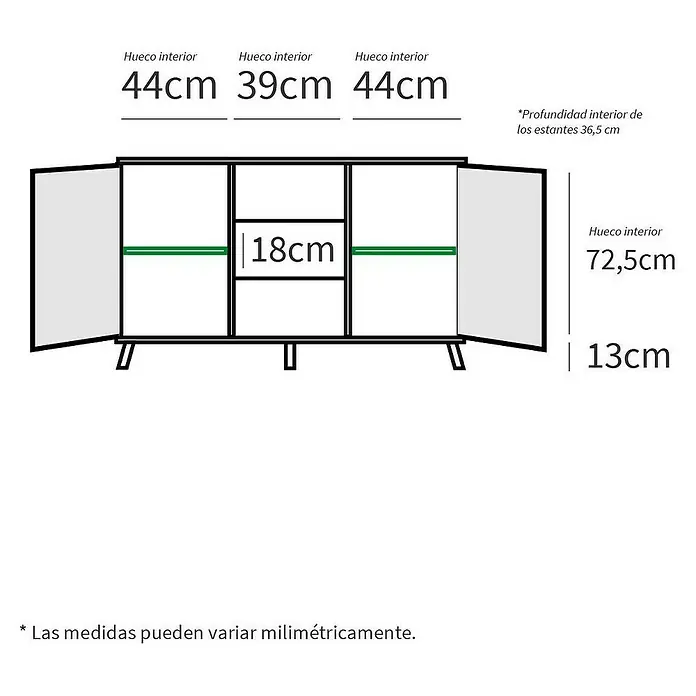Muebles Pitarch Aparador Oslo - L x An x Al: 40 x 140 x 90 cm, Roble aurora