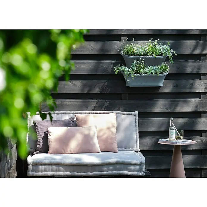Elho Jardinera para balcón Corsica - Longitud exterior máx.: 18 cm, Antracita, 2 ud. - Foto ambiente
