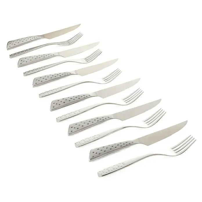 Weber Steakbesteck-Set Deluxe - 12 -tlg., Silber - Diagonale Ansicht