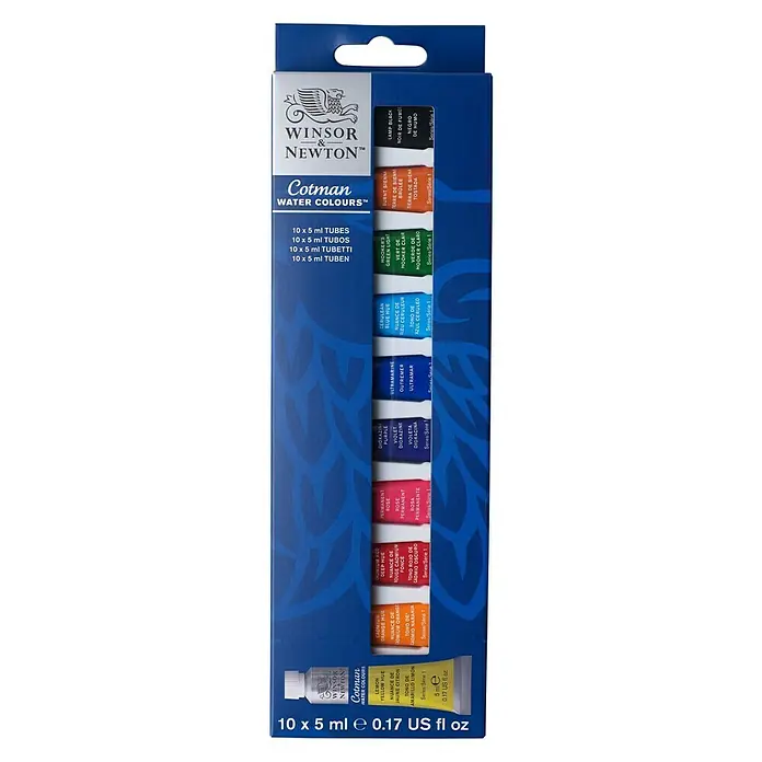 Winsor & Newton Cotman Aquarellfarben-Set - 10 Stk. x 5 ml, Tube - Vorderansicht