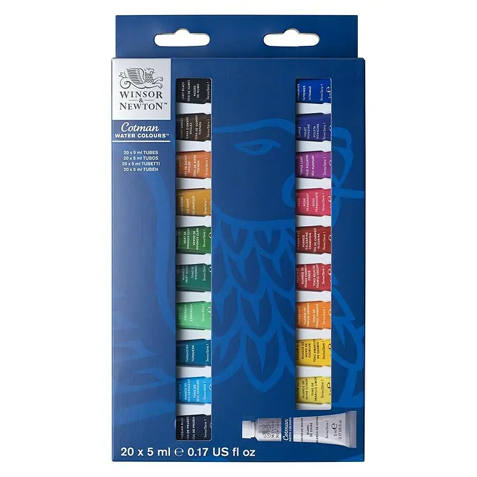 Winsor & Newton Cotman Aquarellfarben-Set - 20 Stk. x 5 ml, Tube - Vorderansicht