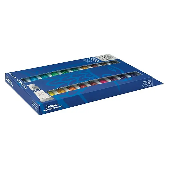 Winsor & Newton Cotman Aquarellfarben-Set - 20 Stk. x 5 ml, Tube - Diagonale Ansicht