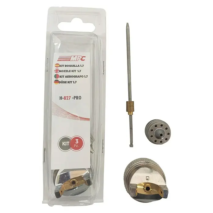 MPC Boquilla de pulverización - Diámetro boquilla: 1,7 mm, Específico para: Pistola de pintura neumática MPC H-827 PRO, 3 ud. - Vista frontal