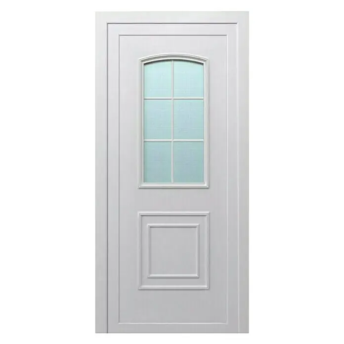 PVC ulazna vrata KT02 Zadar - D x Š x V: 70 x 1.000 x 2.100 mm, DIN lijevo, Bijele boje - Pogled sprijeda