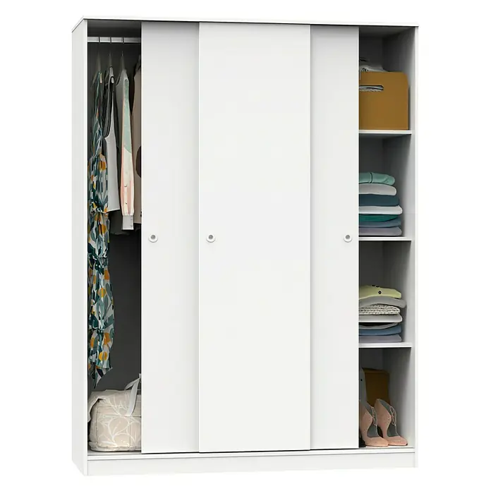Muebles Pitarch Armario con puertas correderas Tibet - L x An x Al: 55 x 150 x 200 cm, Blanco - Producto en uso