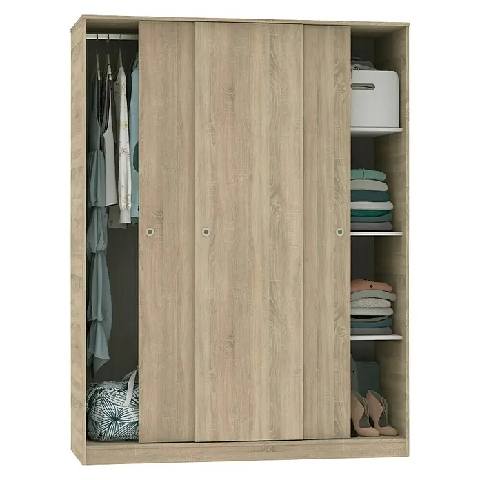 Muebles Pitarch Armario con puertas correderas con puertas correderas Tibet - L x An x Al: 55 x 150 x 200 cm, Roble - Producto en uso