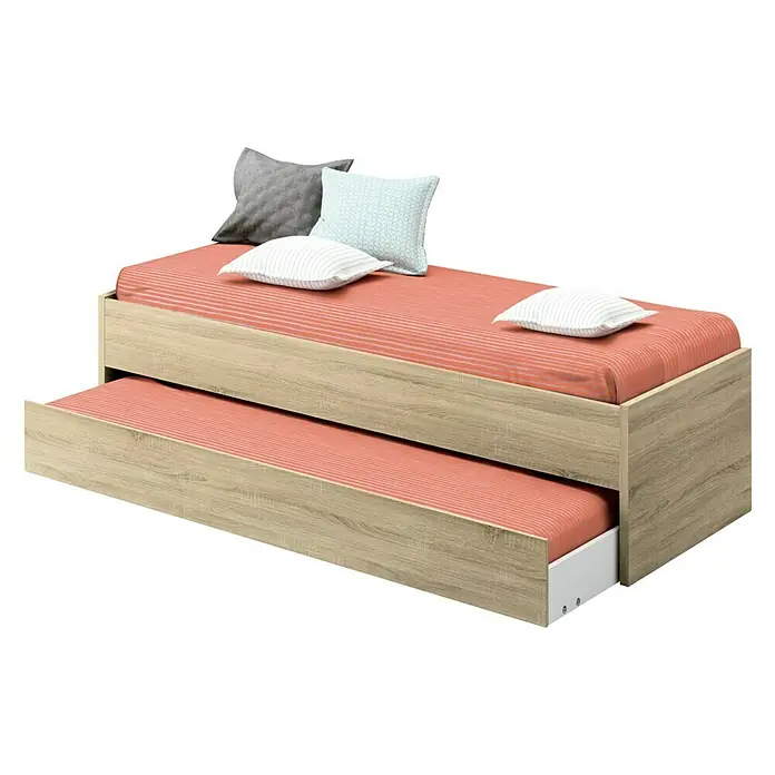 Muebles Pitarch Cama nido Tibet - L x An x Al: 97 x 202 x 54 cm, Roble cambrian - Vista angular