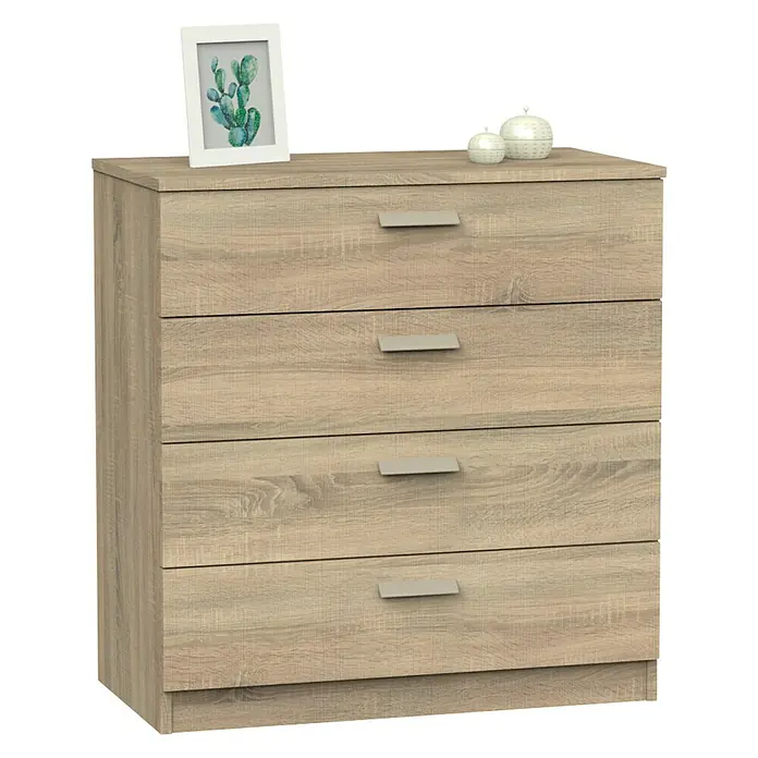 Muebles Pitarch Cómoda Tibet - L x An x Al: 40 x 74 x 78 cm, Roble, Número de cajones: 4 ud. - Producto en uso
