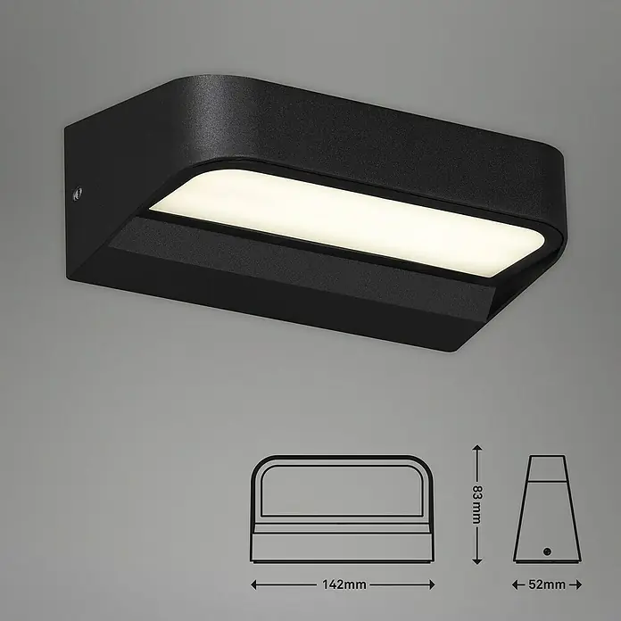 Brilo LED-Außenwandleuchte - 8 W, Schwarz, IP44