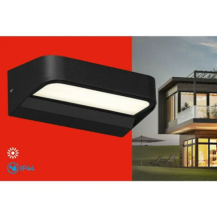 Brilo LED-Außenwandleuchte - 8 W, Schwarz, IP44