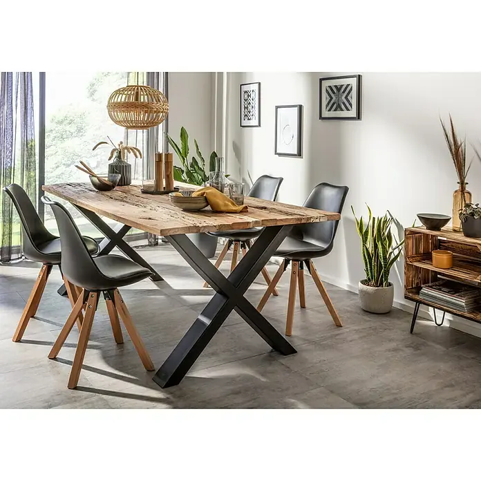 Pur Iternal Black Edition Tischbein Strong - 900 x 180 x 712 mm, Schwarz, X-Form, Passend für: Tischplatten Breite ≥ 100 cm, 2 Stk. - Stimmungsaufnahme