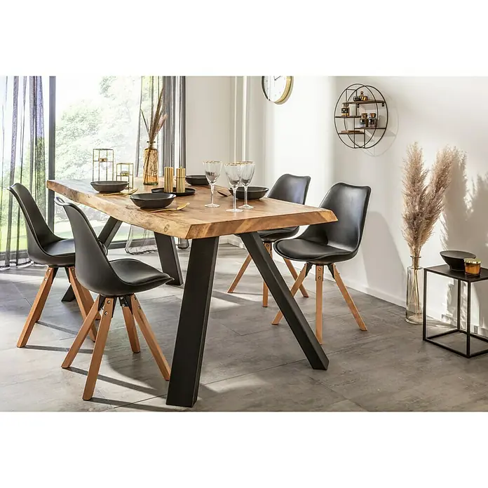 Pur Iternal Black Edition Tischbein Strong - 900 x 520 x 712 mm, Schwarz, V-Form, Passend für: Tischplatten Breite ≥ 100 cm, 2 Stk. - Stimmungsaufnahme