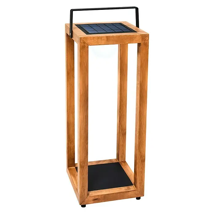 Solarleuchte Legna - Holz, 0,4 W, L x B x H: 20 x 20 x 59 cm, IP44 - Diagonale Ansicht