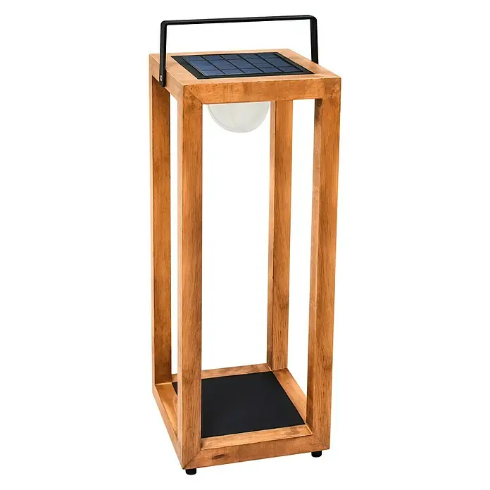 Solarleuchte Legna - Holz, 0,4 W, L x B x H: 20 x 20 x 59 cm, IP44 - Diagonale Ansicht