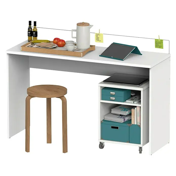 Muebles Pitarch Mesa de escritorio Haley - L x An x Al: 45 x 131,5 x 77 cm, Blanco - Producto en uso