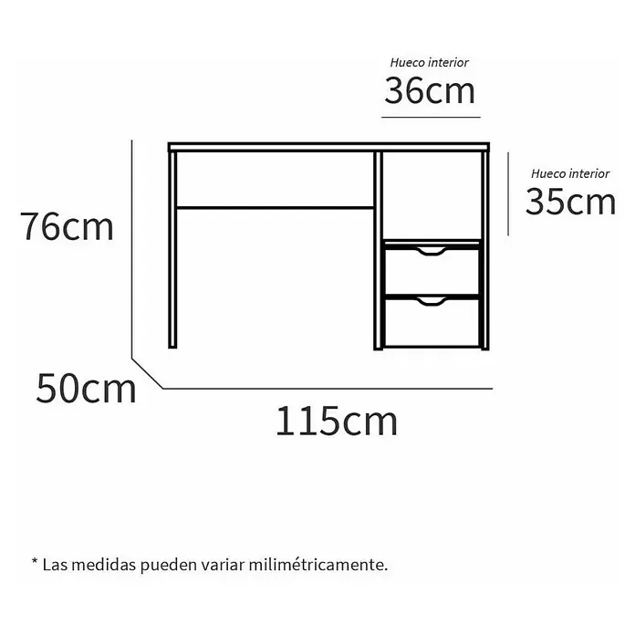 Muebles Pitarch Mesa de escritorio Eko - L x An x Al: 50 x 115 x 76 cm, Roble