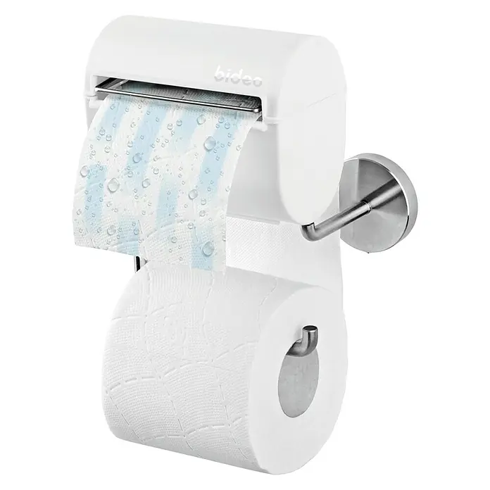 Toilettenpapierbefeuchter bideo - Weiß/Chrom, Glänzend - Diagonale Ansicht