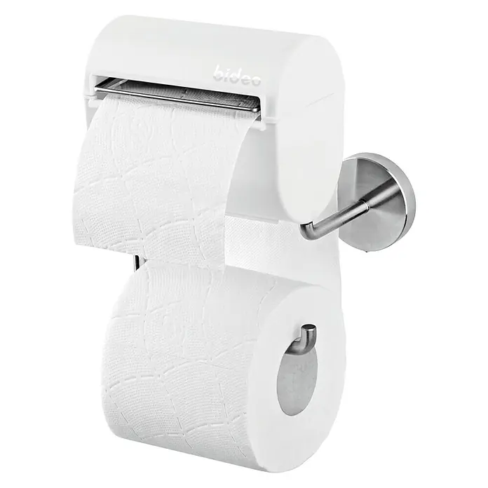 Toilettenpapierbefeuchter bideo - Weiß/Chrom, Glänzend - Diagonale Ansicht