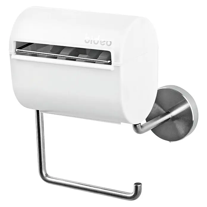 Toilettenpapierbefeuchter bideo - Weiß/Chrom, Glänzend - Diagonale Ansicht