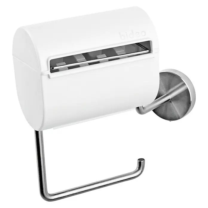 Toilettenpapierbefeuchter bideo - Weiß/Chrom, Glänzend - Diagonale Ansicht