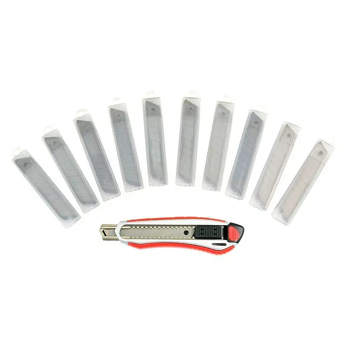 Wisent Cuttermesser - 101 -tlg., Klingenbreite: 18 mm, Silber/Rot - Draufsicht