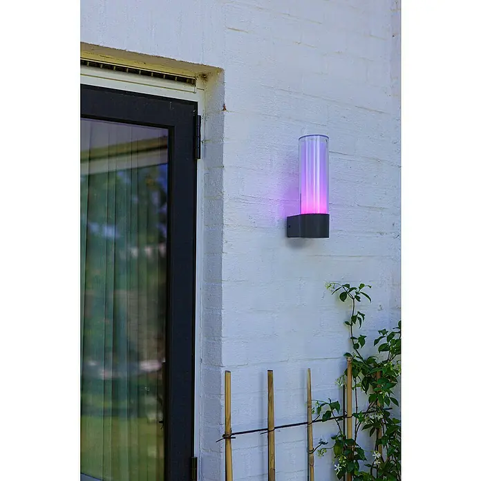 Lutec Aplique exterior LED Dropa - 10 W, 8,2 x 11,2 x 26 cm, Gris oscuro, IP44 - Foto ambiente