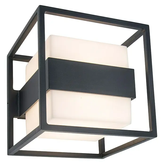 Lutec Aplique exterior LED Cruz - 13 W, 140 x 140 x 148 mm, Gris oscuro, IP54 - Vista angular