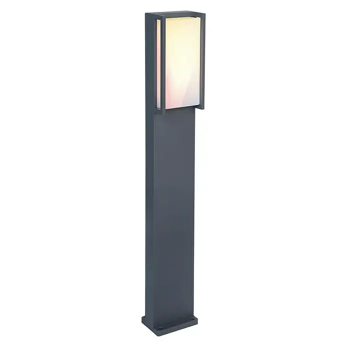 Lutec Sobremuro exterior LED Qubo - L x An x Al: 11 x 9,3 x 75 cm, RGB, IP54, Gris oscuro - Vista angular