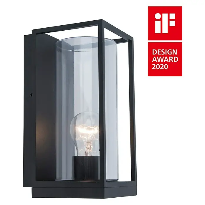 Lutec Aplique exterior Flair - 40 W, 120 x 139 x 260 mm, Negro, IP44 - Vista angular