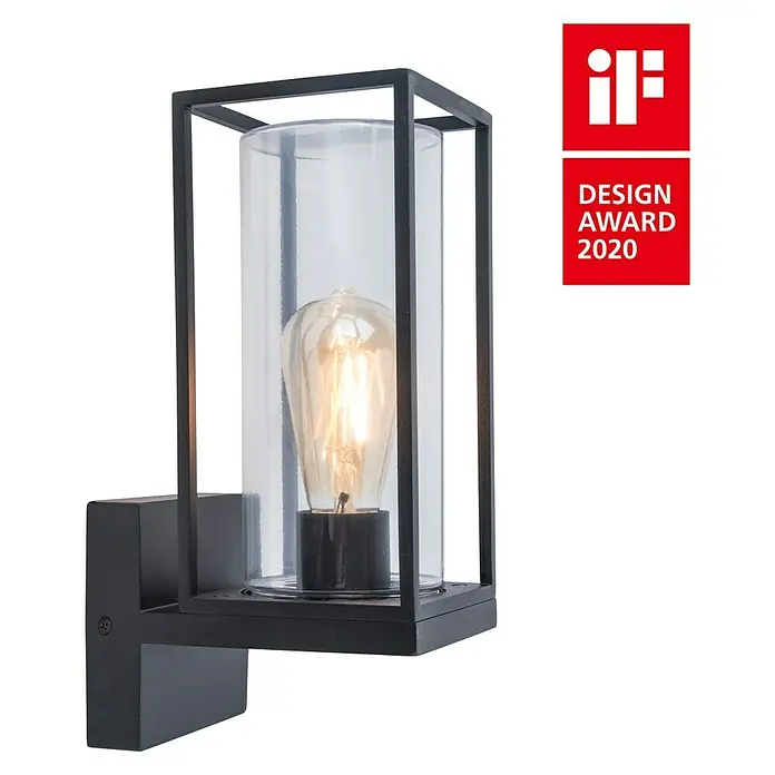Lutec Aplique exterior Flair - 40 W, 120 x 172 x 313 mm, Negro, IP44 - Vista angular