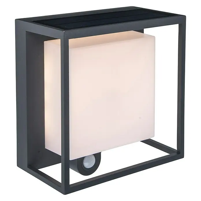 Lutec Aplique exterior LED con sensor Curtis - 3 W, L x An x Al: 165 x 95 x 190 mm, Gris oscuro, Blanco cálido - Vista angular