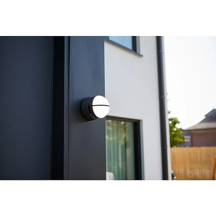 Lutec Aplique exterior LED Eklips - 13 W, 161 x 161 x 146 mm, Gris oscuro, IP54 - Foto ambiente