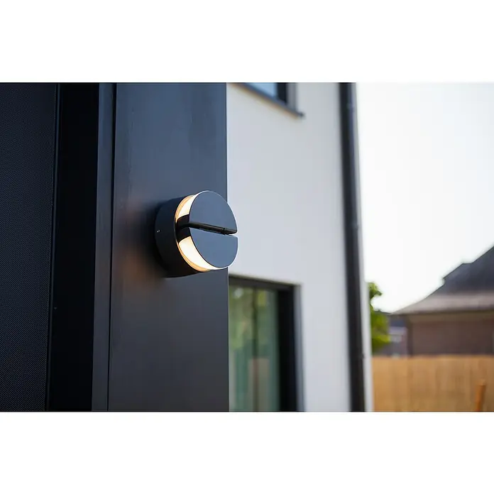 Lutec Aplique exterior LED Eklips - 13 W, 161 x 161 x 146 mm, Gris oscuro, IP54 - Foto ambiente