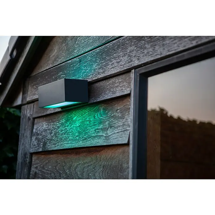 Lutec Aplique exterior LED Gemini - 16 W, 10,3 x 22 x 8,5 cm, Gris oscuro, IP54 - Foto ambiente