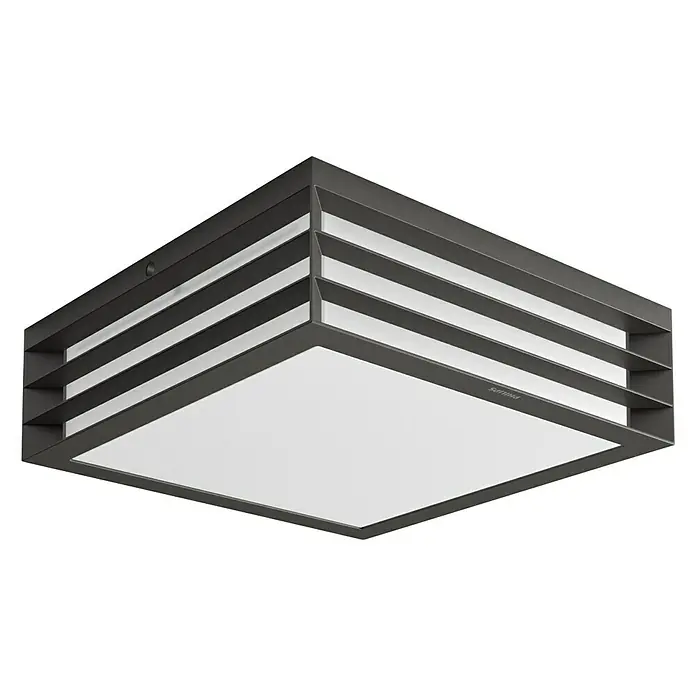 Philips LED-Außendeckenleuchte Moonshine - 28 W, L x B x H: 26 x 26 x 8,1 cm, IP44 - Diagonale Ansicht