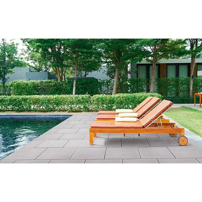 Terrassenplatte Torino - L x B x S: 60 x 40 x 3,8 cm, Grau, Beton - Stimmungsaufnahme