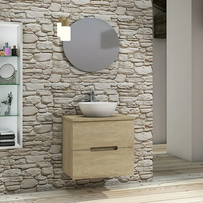 Conjunto de mueble de baño Loop Top - 60 cm, 4 piezas, Nature, Mate - Foto ambiente