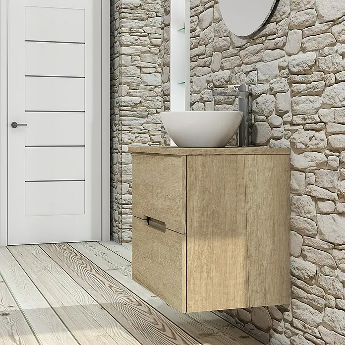 Conjunto de mueble de baño Loop Top - 60 cm, 4 piezas, Nature, Mate - Foto ambiente