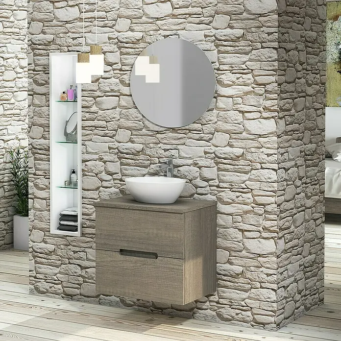 Conjunto de mueble de baño Loop Top - 60 cm, 4 piezas, Nebraska, Mate - Foto ambiente
