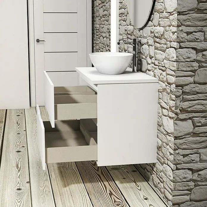 Conjunto de mueble de baño Loop Top - 80 cm, 4 piezas, Blanco, Mate - Foto ambiente