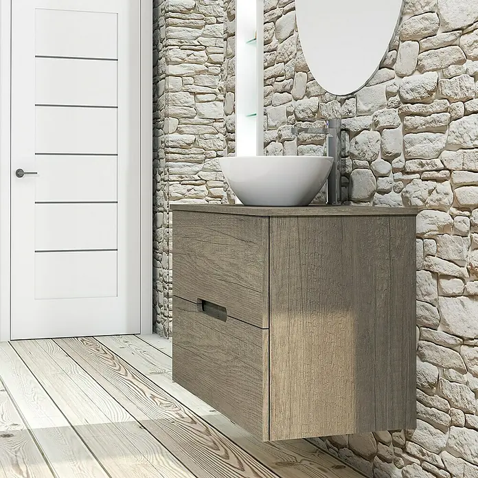Conjunto de mueble de baño Loop Top - 80 cm, 4 piezas, Nebraska, Mate - Foto ambiente