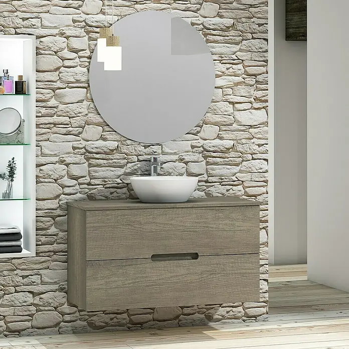 Conjunto de mueble de baño Loop Top - 100 cm, 4 piezas, Nebraska, Mate - Foto ambiente