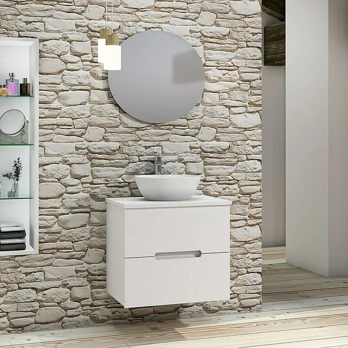 Conjunto de mueble de baño Loop Top - 60 cm, 4 piezas, Blanco, Mate - Foto ambiente