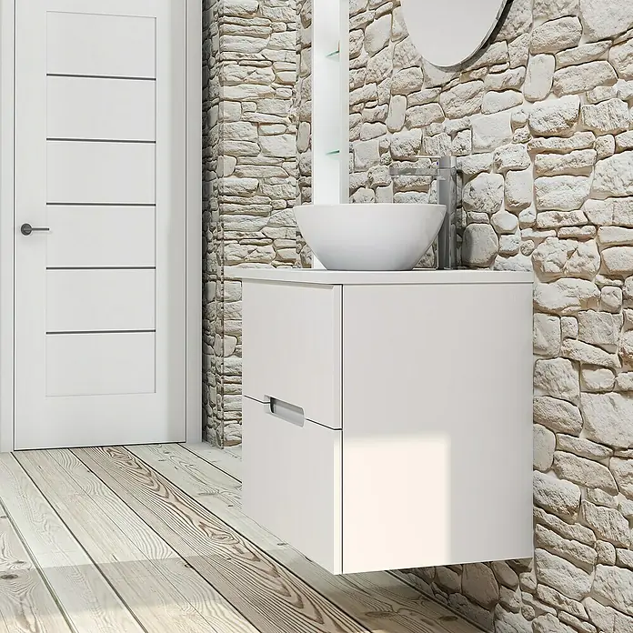 Conjunto de mueble de baño Loop Top - 60 cm, 4 piezas, Blanco, Mate - Foto ambiente