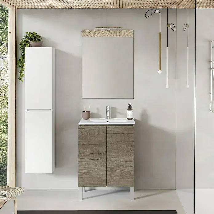 Conjunto de mueble de baño Versa - 60 cm, 3 piezas, Nebraska, Mate - Foto ambiente